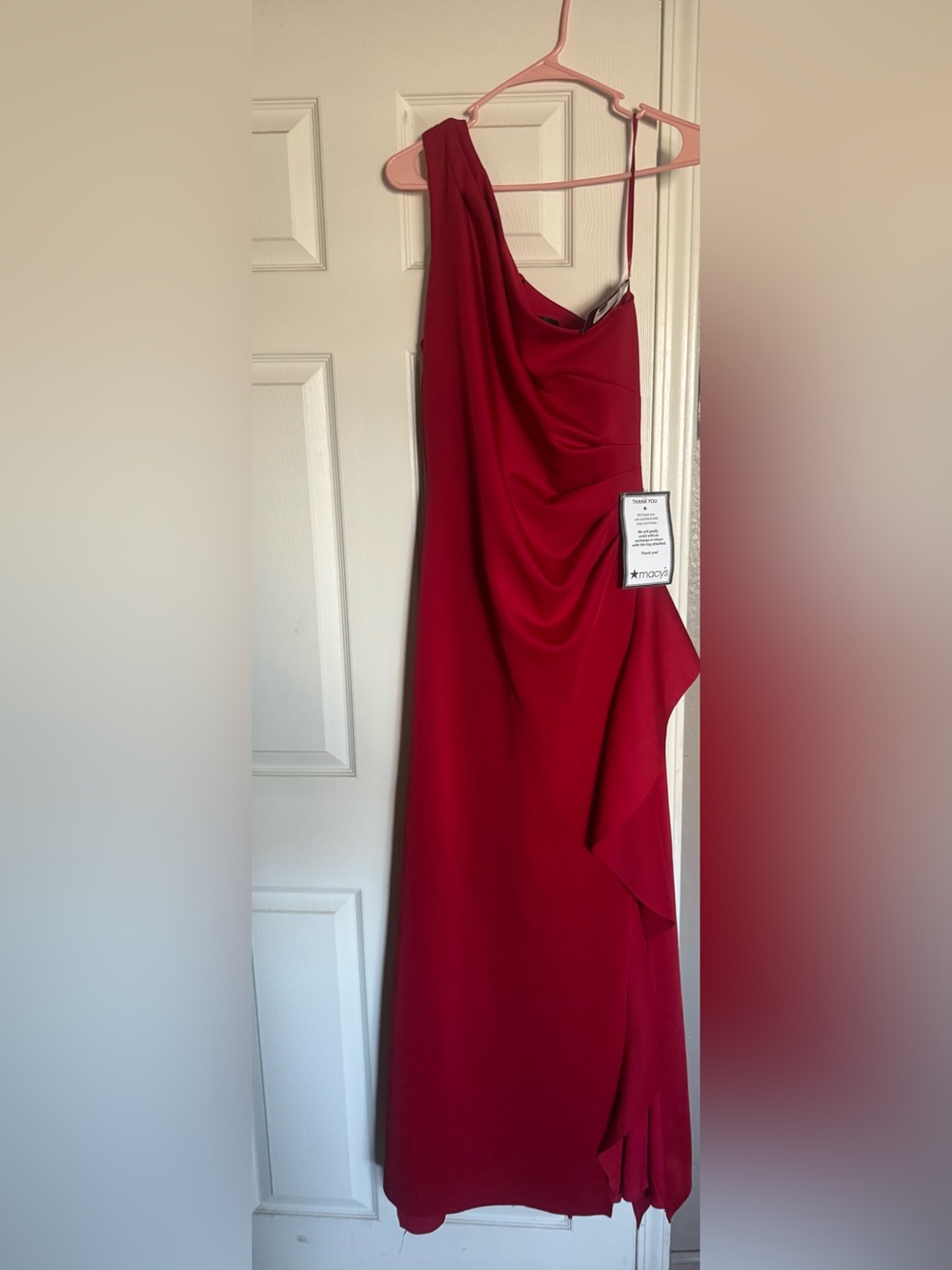 Xscape Red Draped Maxi Evening Gown